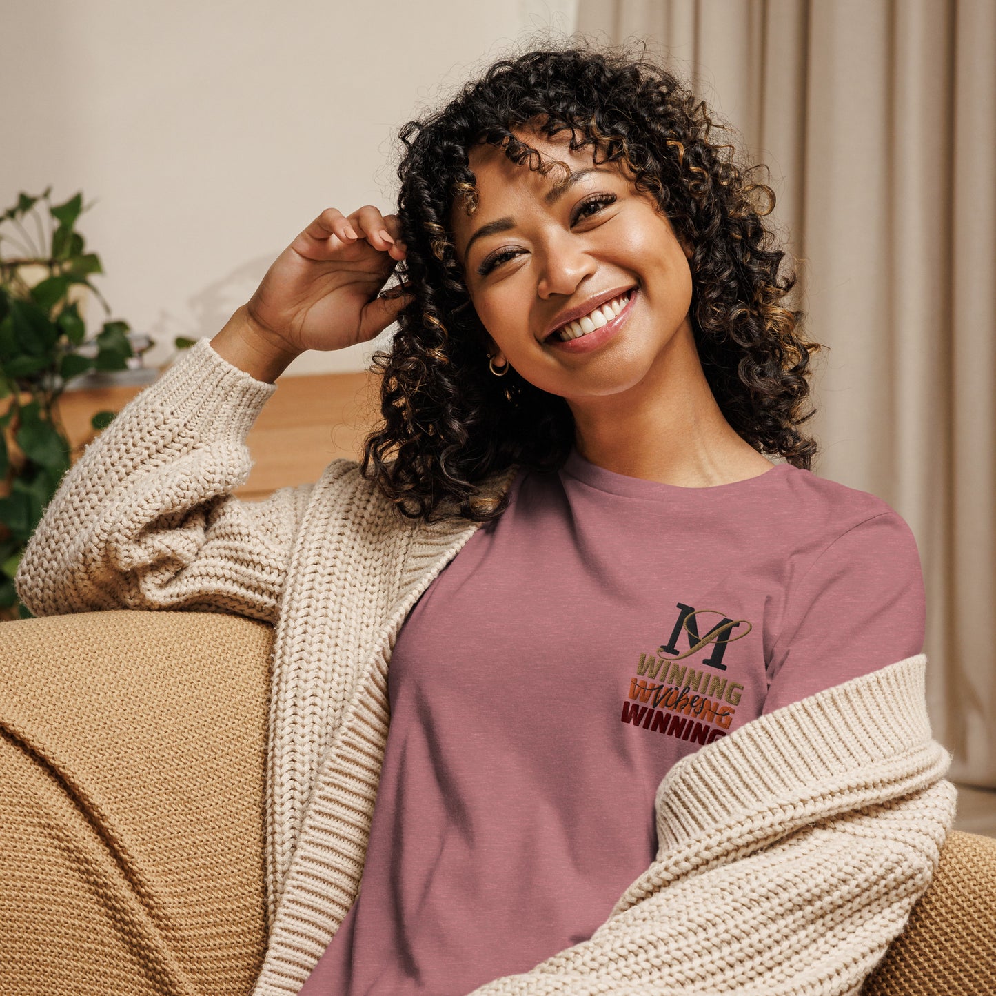 Woman's Embroidery Winning Vibes Tee